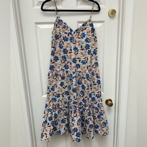 10 Crosby Derek Lam 100% Cotton Blue & Orange Spaghetti Strap Dress - Size 0